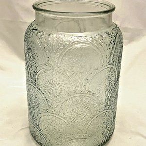Decorative Glass Jar, Clear Glass with Mandala-like design